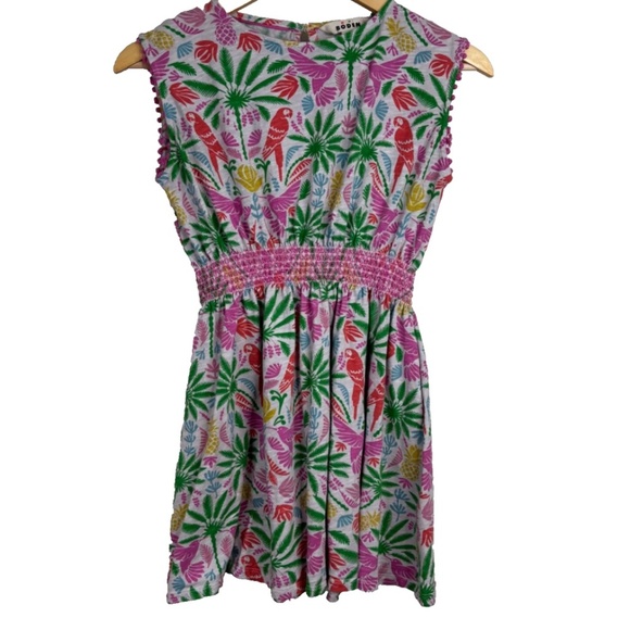 Mini Boden Dress 11-12 Tropical Floral Parrot Pockets Short Sleeve Preppy Beach - Picture 11 of 11